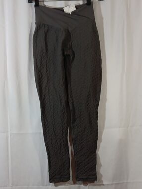 NWT Boom Booty Womens Medium Dark Gray Honeycomb Leggings Workout Gym Yoga